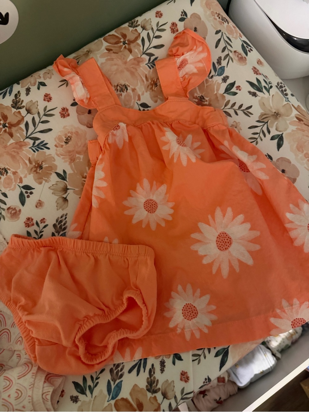 Carter's Orange Floral Sundress with Matching Bloomers